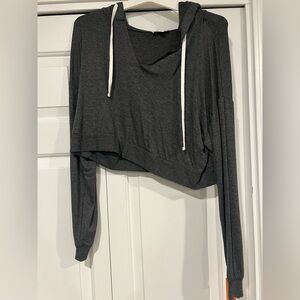 Colsie Dark Gray Women's Crop Hoodie
